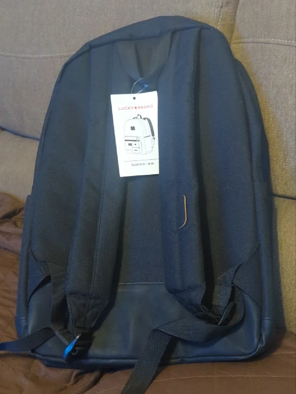 Lucky Brand Black Backpack with Front Pocket and Detachable Pouch